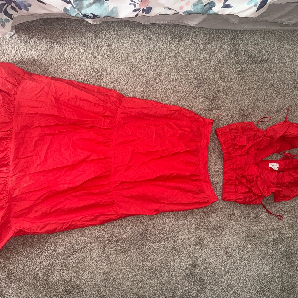 Chic Red Two-Piece Dress Set